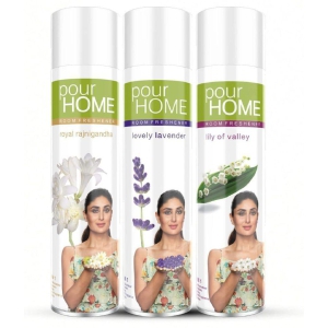 POUR HOME Rajnigandha, Lavender & Lily of Valley Room Freshener Spray, 250 ml Each ( Pack of 3 )