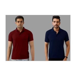 SKYRISE - Multicolor Cotton Blend Slim Fit Men's Polo T Shirt ( Pack of 2 ) - None