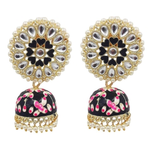 Abhaah bollywood kundan meenakari traditional look bridal flower stud earrings jhumka th pearls for women and girls