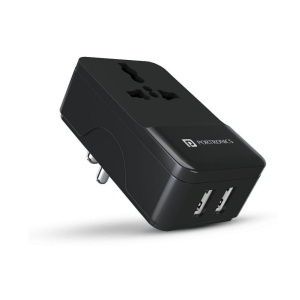 Portronics Adapto III:Dual USB Port with AC Socket ,Black (POR 1362) - Black