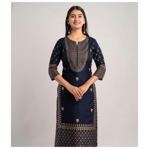 MAUKA - Blue Rayon Women's Straight Kurti ( Pack of 1 ) - None