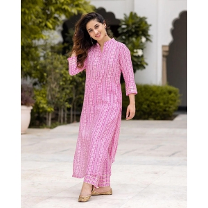 Pink Colour Pure Muslin Readymade Kurti With Bottom Set For Womens-S-36 / Pink