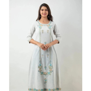 MAUKA - Silver Cotton Womens A-line Kurti ( Pack of 1 ) - None