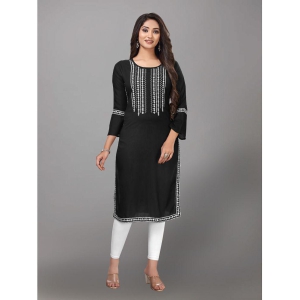 Kapadia - Black Rayon Womens Straight Kurti ( Pack of 1 ) - None