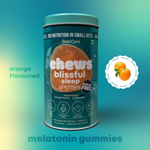 Chews by Bold Care Blissful Sleep Gummies with Melatonin 6mg, Pure Ashwagandha, and Chamomile - Better Sleep and Reduced Stress - Orange Flavor - Non-habit Forming -Rapid Action Formula - 30 