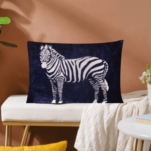 Zebra Crushed Velvet Cushion Cover (Blue and White)