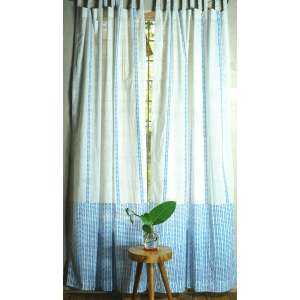 Prakruti Blue Blockprinted Door Curtain