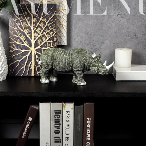 Golden-Horned Rhino Table Accent