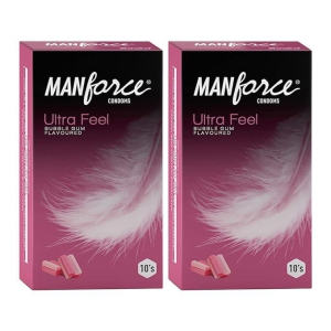 Manforce Ultra Feel Bubblegum Flavoured Condoms  10 Pieces (Pack of 2)