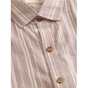 White and Plum Line Cotton Shirt-S