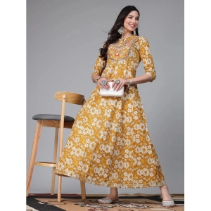 Stylum Cotton Printed Anarkali Womens Kurti - Mustard ( Pack of 1 ) - None