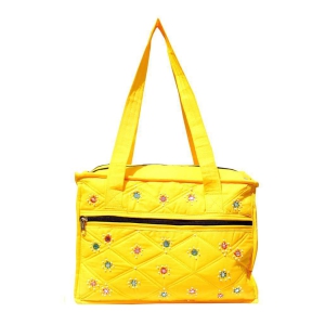 Mandhania Eco Friendly Cotton Mirror Patchwork Shoulder Bag for Women Yellow