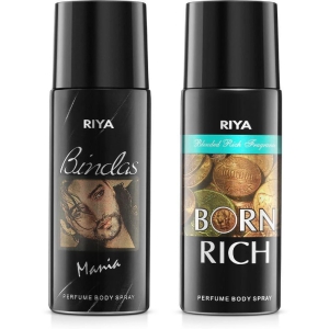 Riya Bindas & Born Rich Perfume Body Spray for Men 150 ml ( Pack of 2 )