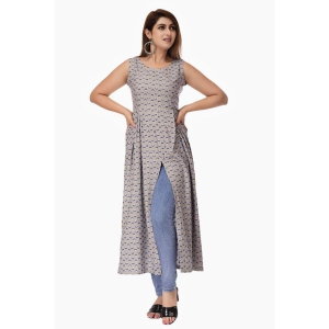 Maquien Grey Rayon Front Slit Kurti - M