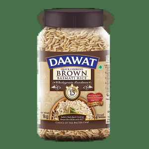 Daawat Basmati Rice/Basmati Akki - Brown (Quick Cooking), 1 Kg Jar