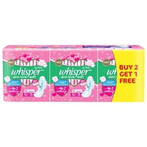 Whisper Ultra Soft Sanitary Pads XL Plus 15 Pcs Buy 2 Get 1