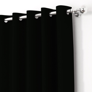 2 Pcs Black Blackout Faux Silk Room Darkening Window/Door/Long Door Curtains-Door - 7 Ft / Blackout / Black