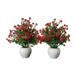 BAARIG - Red Daisy Artificial Flower ( Pack of 2 )