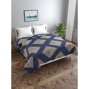MORADO Poly Cotton 210 TC Double Bed Size Duvet Cover/Quilt Cover/Rajai Cover/Blanket Cover with Zipper (90x100 Inches, Dark Blue, Tiles)