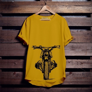 Retro Motorcycle Riders T-Shirt-Mustard / L