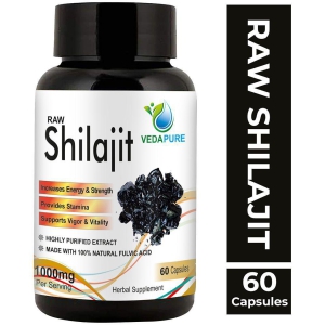 Vedapure Raw Shilajit For Stamina, Immunity for Men & Women - 60 Cap (Pack of 1)