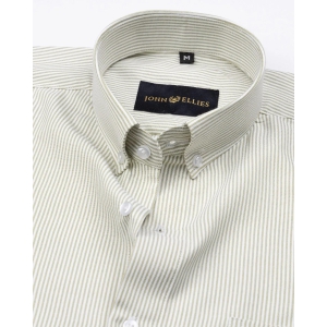 Siento Felix Olive Stripe Oxford Cotton Shirt-42 / L