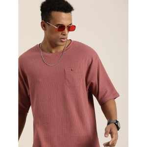 Dillinger Cotton Oversized Fit Self Design Half Sleeves Men's T-Shirt - Pink ( Pack of 1 ) - None