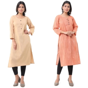 DESHBANDHU DBK - Multicolor Cotton Womens Straight Kurti ( Pack of 2 ) - None