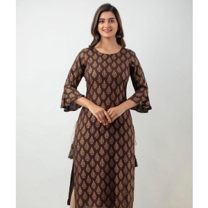 MAUKA - Brown Rayon Women's Straight Kurti ( Pack of 1 ) - None