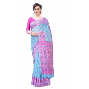 Silk Zone Women''s Jamdani Cotton Blend Woven Saree