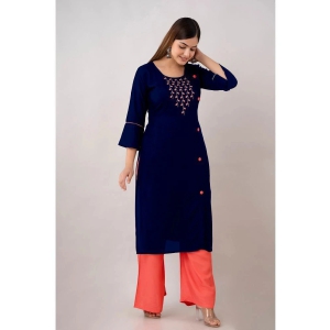 Kapadia - Navy Blue Rayon Womens Straight Kurti ( Pack of 1 ) - None