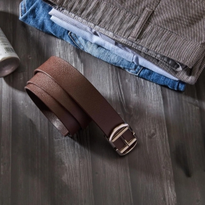 Men''s Genuine Leather Casual Belt - Brown-42