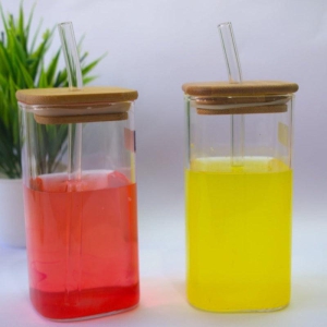 Clear Glass Sipper with Matching Glass Straw