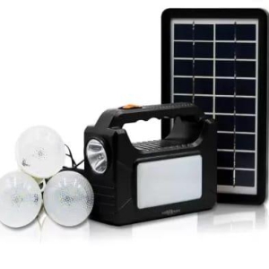 Portable Inverter with 3 Individual 6 Volt Led Hanging Bulbs with 3.75 Meter Long Wire & AC & DC USB Socket with Free USB Wire for Mobile Charging with Solar Panal Solar Light Set