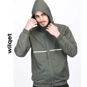 Mens Hooded Jacket Waterproof in Reflect Patti-Olive / L