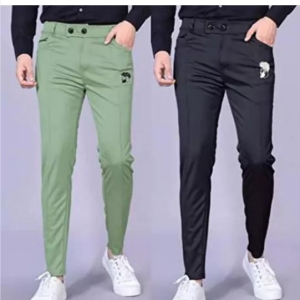 BHUMI GARMENTS Regular Fit Men black green Trousers-32 / Lycra