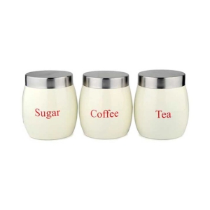 Dynore Mild steel Tea/Coffee/Sugar Container Set of 3 1000 ml - Steel