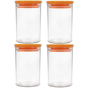 HomePro - Premium Excellent unbreakable airtight High quality transparent plastic storage container with air vent lid pack of 4, food-grade, Bpa-free, round, 1400ml Orange - Orange