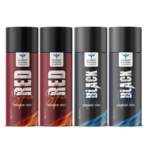 Red Spice & Black Vibe 150ml x 4 Combo Deodorant Spray For Men-