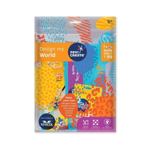 Fevicreate Plastic Design My World Kit Contains Drawing Book, Stencils, Rangeela Tempera Colours, Glue Drops for Fun &  Creativity| Best Return Gift for Boys &  Girls Age 5 Years+, Multicolour