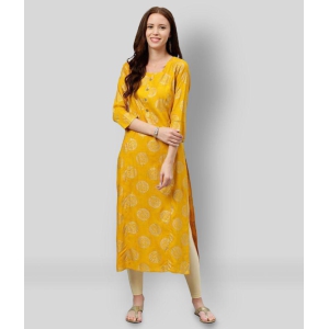 KIPEK - Yellow Rayon Womens Straight Kurti - L