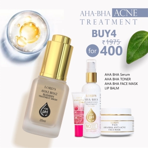 BUY 1 GET 3 FREE || Lords AHA2 BHA2 Blemish Treatment Serum ||  Lords AHA2 BHA2 Blemish Treatment toner|| Lords AHA2 BHA2 mask|| lip balm free ||(25x2ml+100ml+50g+10g)