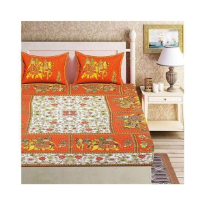 frionkandy-cotton-queen-bed-sheet-with-two-pillow-covers-orange-orange