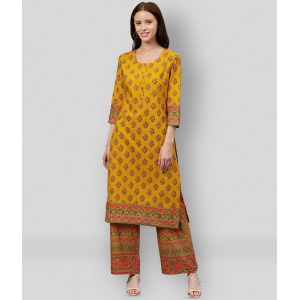 KIPEK - Yellow Straight Cotton Womens Stitched Salwar Suit ( Pack of 1 ) - XXL