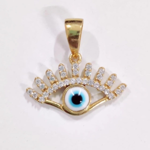 Eye With Eyelash Shape Pendant in Gold Plated