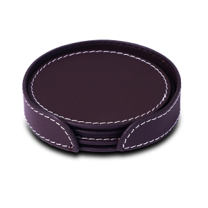 Round Coasters Set Of 6 Bordeaux-Bordeaux