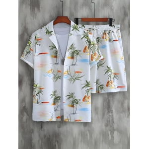 Island Breeze Holiday Co-ord Set for Men-4XL-53.5 / White