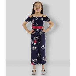 Kids Cave - Navy Blue Crepe Girls Jumpsuit ( Pack of 1 ) - None