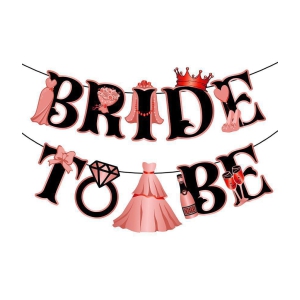 Zyozi Bride to Be Banner for Bridal Shower Decorations Garland Engagement Bachelorette Party Supplies Wedding Photo Booth Prop (Rose Gold) - Black