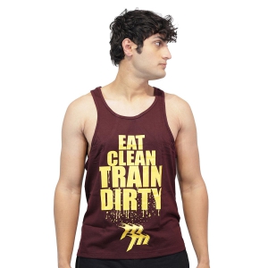 Muscle Mantra Gym Stringer Eat Clean Train Dirty-Dark Blue / XL